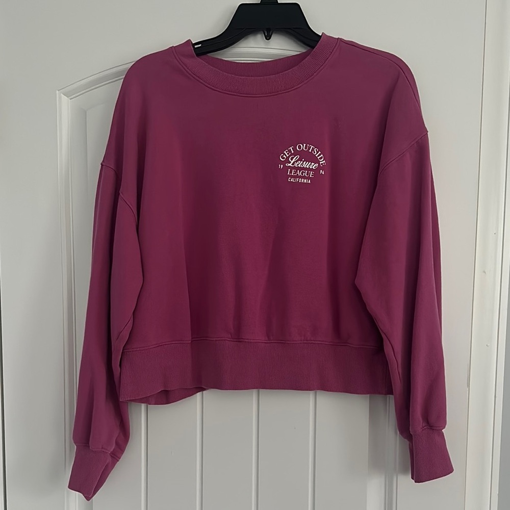 Get Outside Relaxed Crop Sweatshirt - Berry